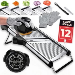 Gramercy Adjustable Mandoline Food Slicer with Cut-Resistant Gloves (Stainless Steel)